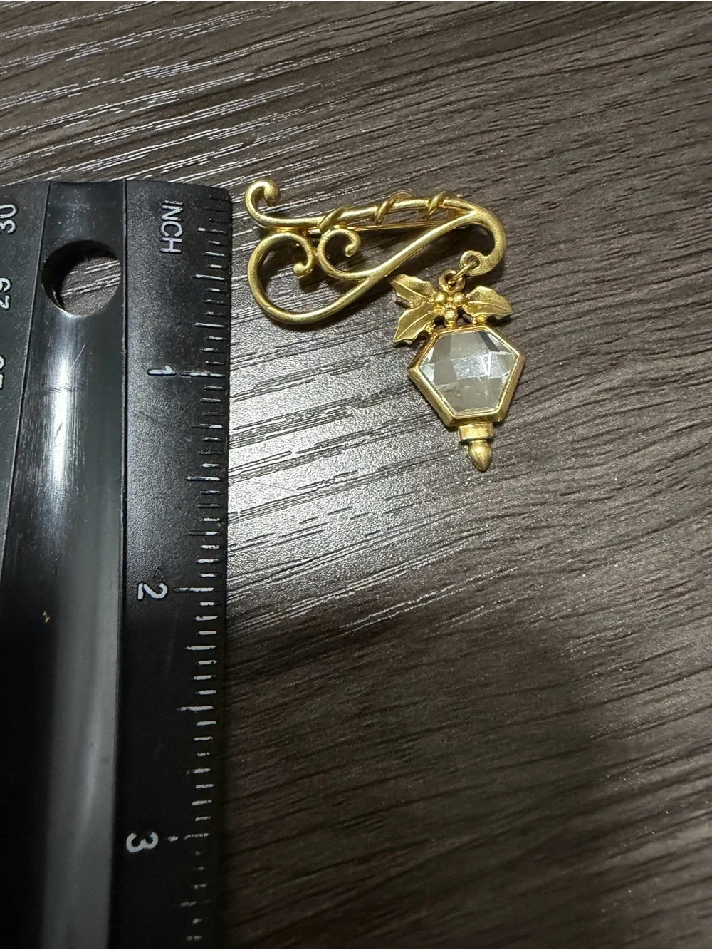 Vintage Gold-Tone Holiday Crystal Drop Brooch - Clear Crystal